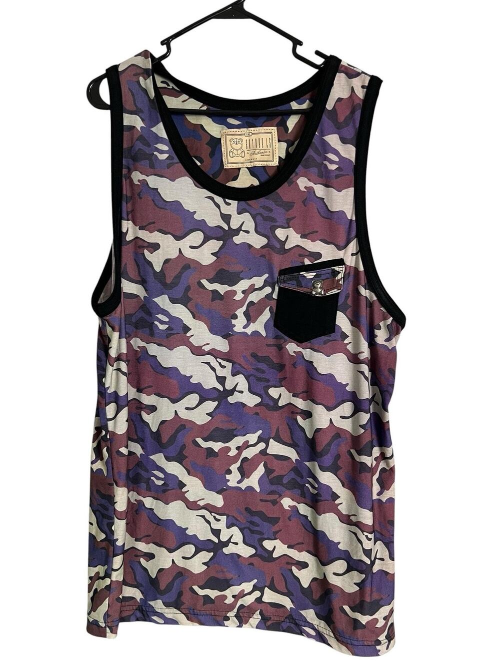 Entree LS Tank Top Mens 2XL Multicolor Camo Teddy Bear Pocket Made USA